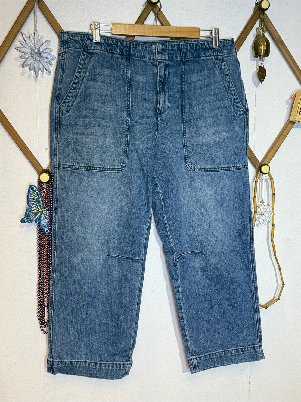 Talbots Medium Blue Cropped Patch-Pocket Jeans